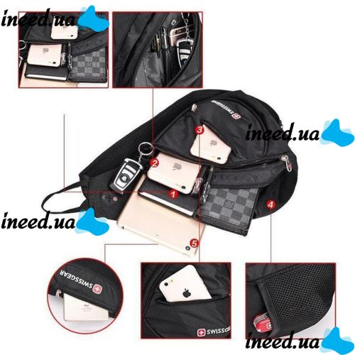 Городской рюкзак через плечо SwissGear Sling 0078 Black