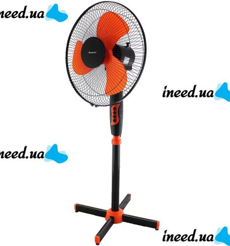 Підлоговий вентилятор Domotec MS-1619 40 см stand fan 16" дюймів 40W помаранчевий Домотек Orange на телескопічній ніжці з поворотом і нахилом