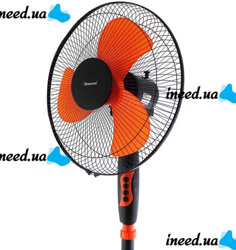 Підлоговий вентилятор Domotec MS-1619 40 см stand fan 16" дюймів 40W помаранчевий Домотек Orange на телескопічній ніжці з поворотом і нахилом
