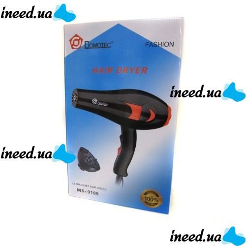 Фен для волос Domotec MS-9105 2200W, фен для сушки волос с насадкой