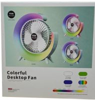 Настольный аккумуляторный вентилятор Colorful Desktop Fan FH-668 со светодиодной RGB подсветкой 5W, Вращающийся беспроводной охладитель воздуха