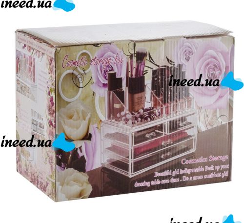 Настольный акриловый органайзер Акриловый Cosmetic Storage Box для косметики и мелочей, Косметический бокс с выдвижными ящиками Прозрачный