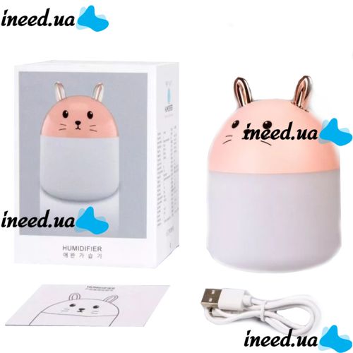 Настольный ультразвуковой увлажнитель воздуха ночник кролик Humidifier Rabbit ВА-12, Портативный USB Арома-диффузор с подсветкой, Ночник-увлажнитель