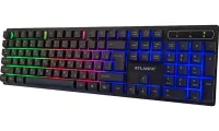 USB проводная геймерская компьютерная клавиатура Landslides KR-6300 с RGB Led подсветкой ATLANFA AT-6300, полноразмерная мембранная Черная
