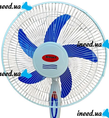 Напольный вентилятор Wimpex WX-1612 40 см stand fan 16" 100W с регулировкой высоты, Бесшумный вентилятор Вимпекс 100Вт на пол 3 скорости Белый