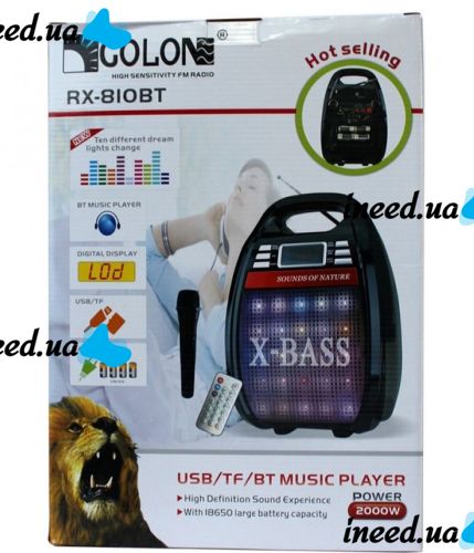 Портативная беспроводная Bluetooth колонка чемодан X-BASS Golon RX-810BT со светомузыкой и микрофоном, Акустическая блютуз система с караоке Черная