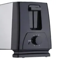 Кухонный зеркальный тостер Crownberg CB-1106 750W на 2 тоста хлеба с регулировкой температуры и кнопкой стоп, Электротостер ВН-002B со съемным поддоном Серебристый