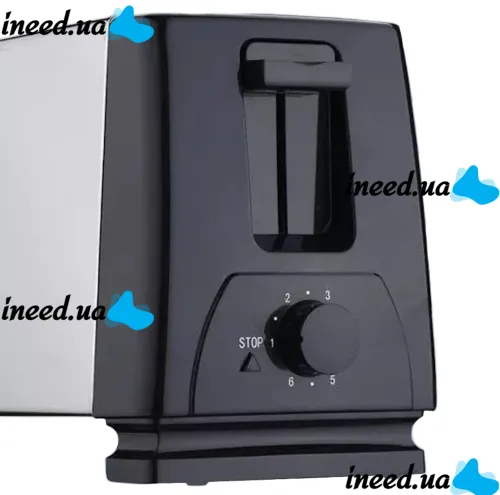 Кухонный зеркальный тостер Crownberg CB-1106 750W на 2 тоста хлеба с регулировкой температуры и кнопкой стоп, Электротостер ВН-002B со съемным поддоном Серебристый