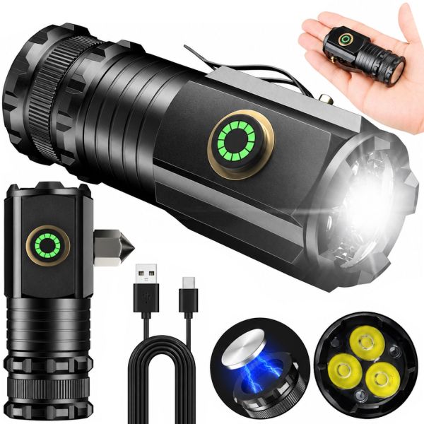 Ручной фонарь со стеклобоем Bailong X-BAIL BL-450XC 5W аккумуляторный светодиодный мини LED фонарик с креплением, молотком и магнитом 800 лм Type-C