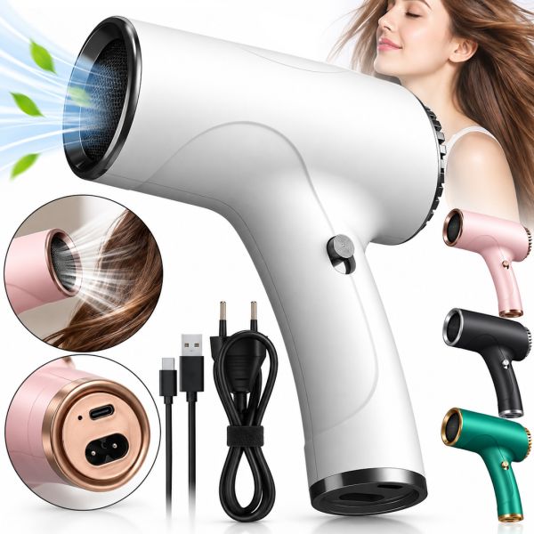 Бездротовий акумуляторний фен hair Dryer WNK - 2027 2600 mAh для сушіння і укладання волосся Електрофен 500W з режимом холодного повітря USB WHD-01