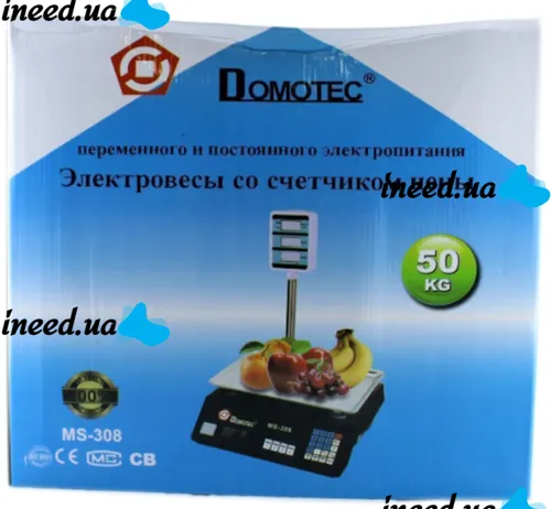 Торговые электронные весы до 50 кг Domotec MS-308 со стойкой MATARIX MX-411