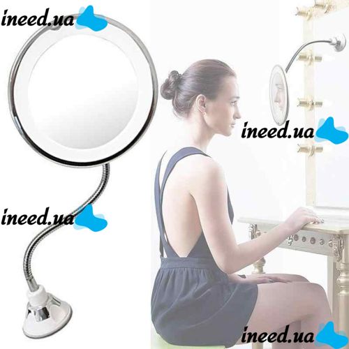 Гибкое зеркало на присоске с подсветкой с 5x увеличением Ultra Flexible Mirror 5X