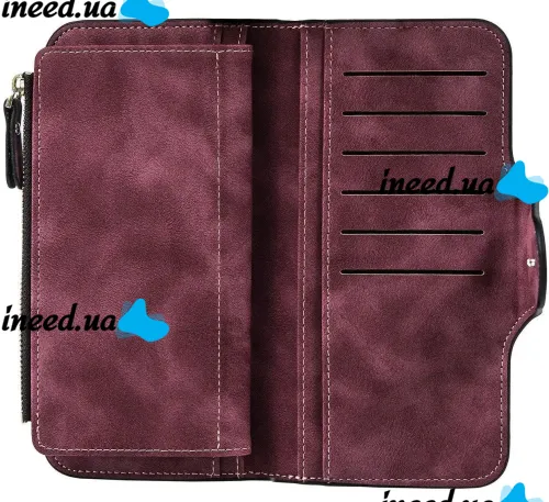 Женский замшевый кошелек Baellerry Forever N2345 Dark Red женское мини портмоне на 10 отделений для хранения купюр и мелочи Темно красный