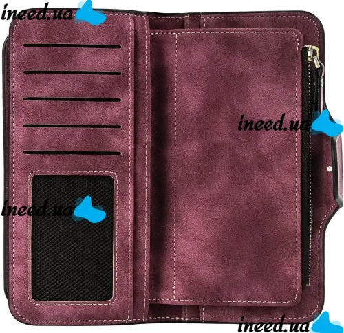 Женский замшевый кошелек Baellerry Forever N2345 Dark Red женское мини портмоне на 10 отделений для хранения купюр и мелочи Темно красный