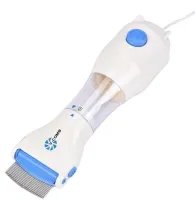 Electric comb for removing lice and nits Licetec V-Comb WN-38 with vacuum, Flea comb with stainless steel nozzle for animals White