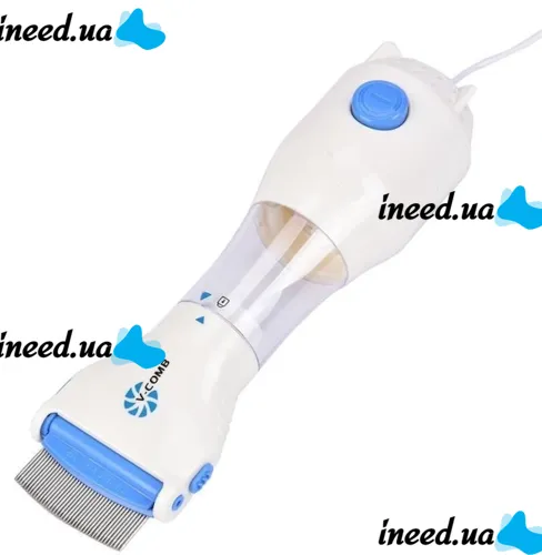 Electric comb for removing lice and nits Licetec V-Comb WN-38 with vacuum, Flea comb with stainless steel nozzle for animals White