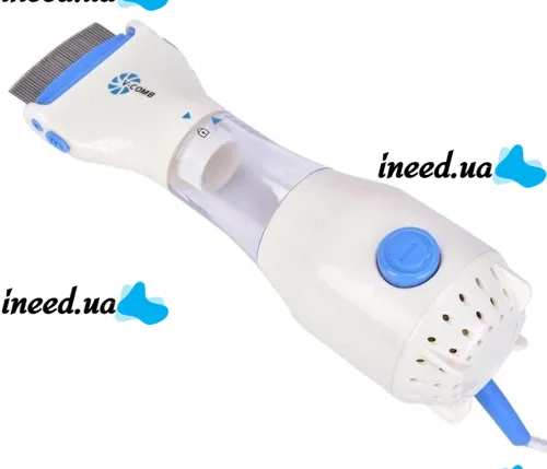 Electric comb for removing lice and nits Licetec V-Comb WN-38 with vacuum, Flea comb with stainless steel nozzle for animals White