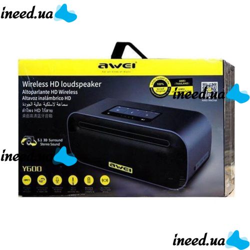 Portable Bluetooth Speaker Awei Y600 Black, Black