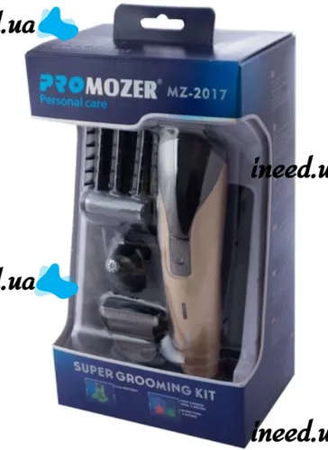 Аккумуляторная машинка ProMozer MZ-2017 7 насадок для стрижки волос бороды носа и ушей Беспроводной универсальный триммер Мозер MZ2017 с подставкой