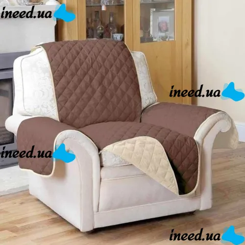 Двухсторонняя накидка чехол на кресло Couch Coat из микрофибры, Защитное двухстороннее водонепроницаемое стеганое покрывало для кресла