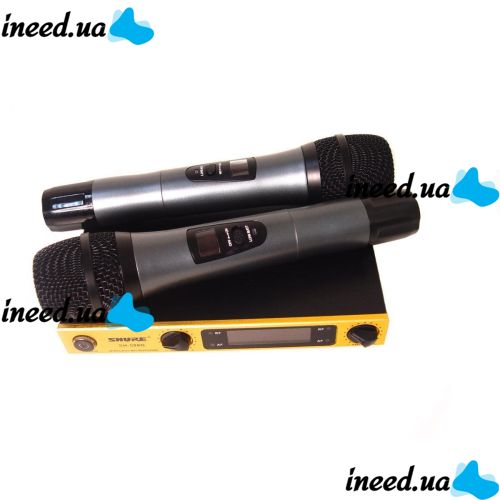 Handheld wireless radio microphone Shure SH-588D, professional radio system base with two Wireless mics