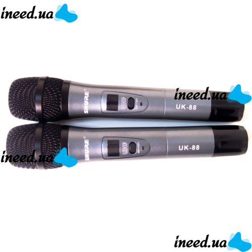 Handheld Wireless Radio microphone Shure UK-88, professional radio system base with two wireless micro