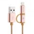 Кабель, шнур Awei CL-930C 2 в 1 Lightning и Micro USB, розовый