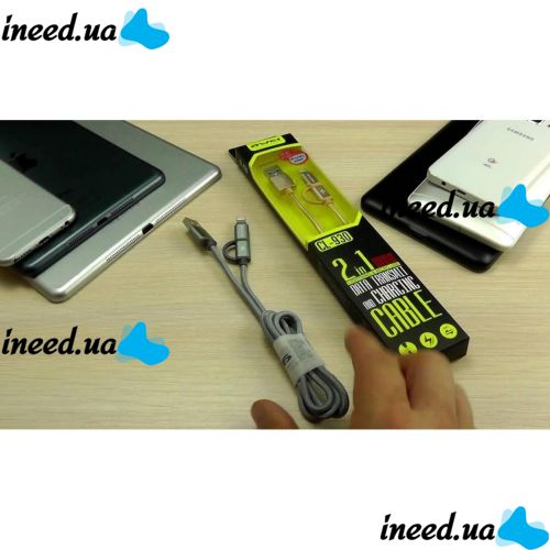 Кабель, шнур Awei CL-930C 2 в 1 Lightning и Micro USB, серебристый