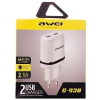 USB Сетевой адаптер Awei C-930 на  2 USB 5V, 2.1A от сети 220V