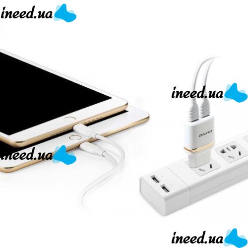 USB Сетевой адаптер Awei C-930 на  2 USB 5V, 2.1A от сети 220V
