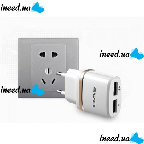 USB Сетевой адаптер Awei C-930 на  2 USB 5V, 2.1A от сети 220V