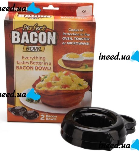 Набор форм для выпечки запекания бекона 2шт Perfect Bacon Bowl cъедобная тарелка, Форма для приготовления съедобной тарелки из бекона Черная