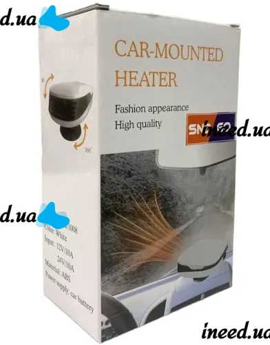 Вращающийся автомобильный обогреватель 2 в 1 Car Heater SWK-1008 12V, тепловентилятор LY-395 для салона и лобового стекла машины от прикуривателя