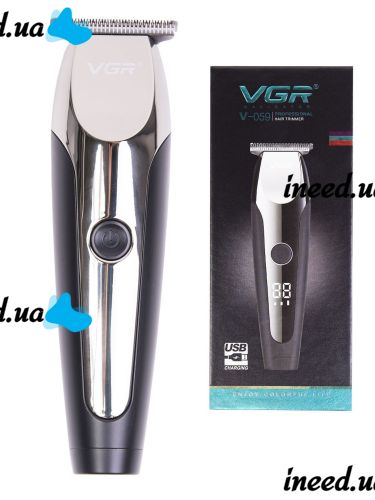 Беспроводная мужская машинка VGR V-059 для стрижки волос с LED дисплеем, Аккумуляторный триммер бритва для окантовки бороды и усов с 6 насадками 5W