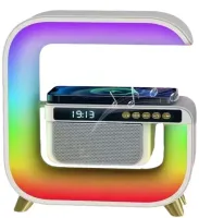 Настольная смарт лампа ночник RGB XM-G3 аккумуляторный с беспроводной зарядкой 15W и Bluetooth колонкой, Блютуз колонка G3 с подсветкой Белая
