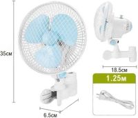 Переносной вращающийся вентилятор Vivosun Fan HY-180 20W с прищепкой для трубы 2 скорости, Мини-вентилятор на клипсе для обдува растений HY180 Белый