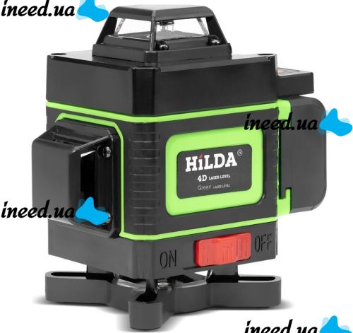 Лазерный 4D 16-линейный зеленый нивелир Hilda DG-147 для измерения пересечения, Самовыравнивающийся уровень 16 лучей на 360 с индикатором заряда