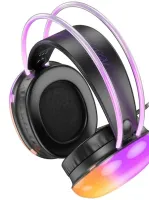 Накладные беспроводные наушники Bluetooth Welike WK-30 с RGB подсветкой Полноразмерные блютуз стереонаушники с портом AUX для компьютера и ноутбука
