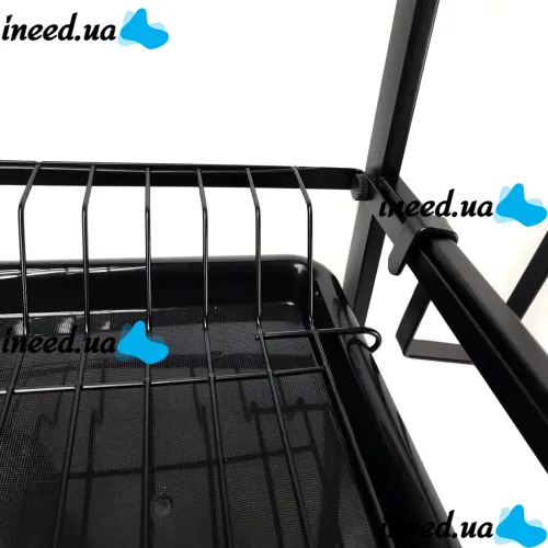 Металлическая двухъярусная сушилка органайзер Kitchen rack double deck MJ-4014 над раковиной, Стойка 2 яруса для сушки и хранения посуды с поддоном
