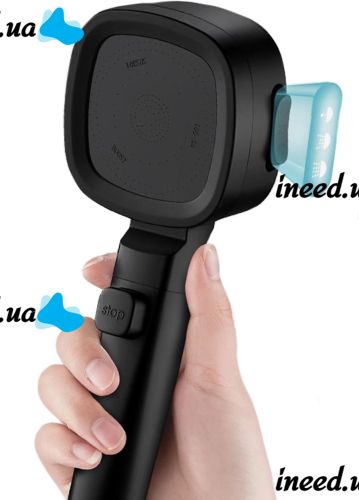 Квадратная насадка высокого давления Water Shower Head RD-3042 4 режима с кнопкой включения для душа, лейка с переключателем и фильтром Черная