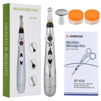 Акупунктурный массажер в форме ручки Massager Pen DF-618, Прибор для точечного массажа всего тела Серый, Электронная акупунктурная ручка для лица