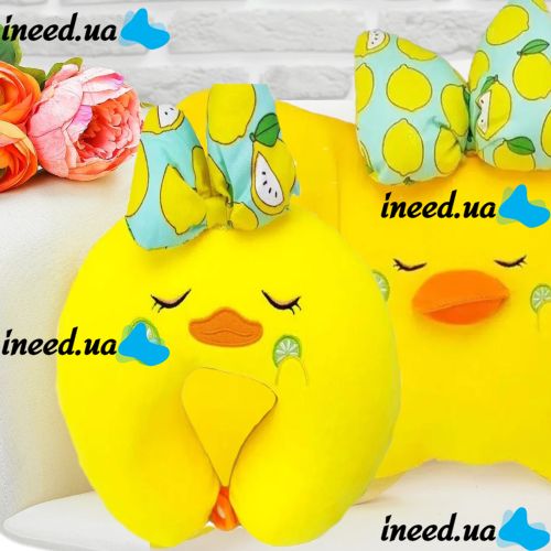 Набор подушек для ребенка Утята duck NJ-009, Детские подушки уточки обычная и дорожная, Детская туристическая подушка Утка для путешествий в машину