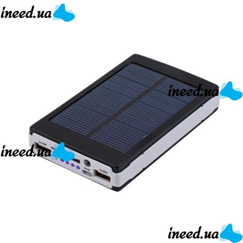 Портативное зарядное Power Bank Solar 50000 mAh c Led фонариком УМБ Metal Черный на солнечной батарее Павербанк, внешний аккумулятор, PowerBank 