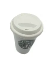 Керамический стакан чашка StarBucks Ceramic Cup HY-101, Многоразовая термочашка Старбакс 300 мл с силиконовой крышкой с поилкой Белая