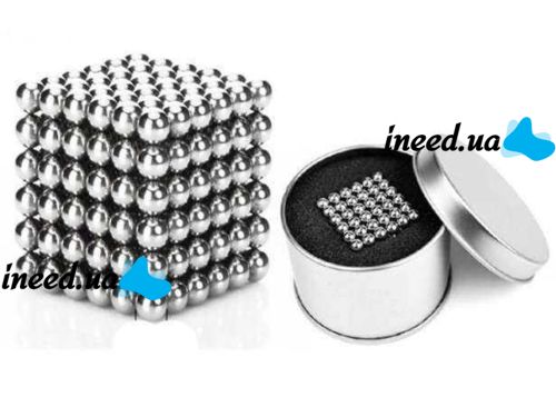 Неокуб Оригинал Neocube Silver 216 шариков 5мм в боксе серебристый