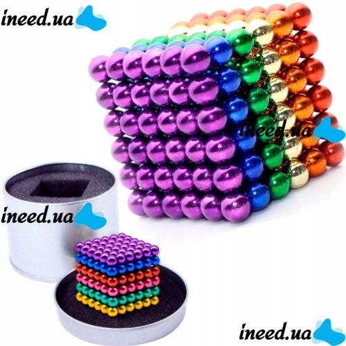 Цветной Неокуб радуга Оригинал Neocube Rainbow mix colour 216 шариков 5мм в боксе