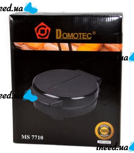 Электрическая вафельница для круглых тонких вафель и трубочек Domotec MS-7710, Круглая электровафельница 1000W с антипригарным покрытием Черная