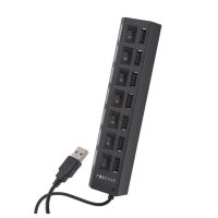 USB хаб Memos 7SW на 7 портов USB 2.0 Black, разветвитель с кнопками on off HUB Черный 