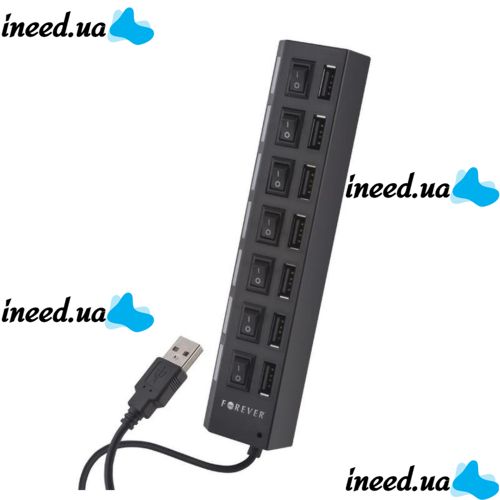 USB хаб Memos 7SW на 7 портов USB 2.0 Black, разветвитель с кнопками on off HUB Черный 