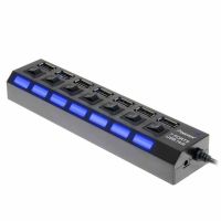 USB хаб Memos 7SW на 7 портов USB 2.0 Black, разветвитель с кнопками on off HUB Черный 